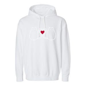 Funny Cat Lovers Valentine's Heart Top Gift Garment-Dyed Fleece Hoodie