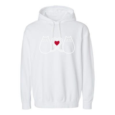 Funny Cat Lovers Valentine's Heart Top Gift Garment-Dyed Fleece Hoodie