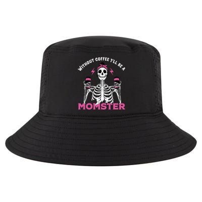 Funny Coffee Lover Mom Skeleton Pink Skull Momster Halloween Gift Cool Comfort Performance Bucket Hat