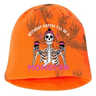 Funny Coffee Lover Mom Skeleton Pink Skull Momster Halloween Gift Kati - Camo Knit Beanie