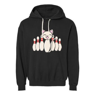 Funny Cat Lover Tee Bowling Pin Cat Bowler Bowling Player Garment-Dyed Fleece Hoodie