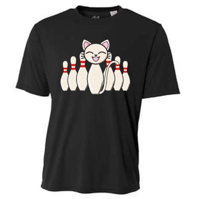 Funny Cat Lover Tee Bowling Pin Cat Bowler Bowling Player Cooling Performance Crew T-Shirt