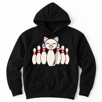 Funny Cat Lover Tee Bowling Pin Cat Bowler Bowling Player Hoodie