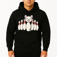 Funny Cat Lover Tee Bowling Pin Cat Bowler Bowling Player Hoodie