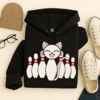 Funny Cat Lover Tee Bowling Pin Cat Bowler Bowling Player Hoodie