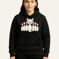 Funny Cat Lover Tee Bowling Pin Cat Bowler Bowling Player Hoodie