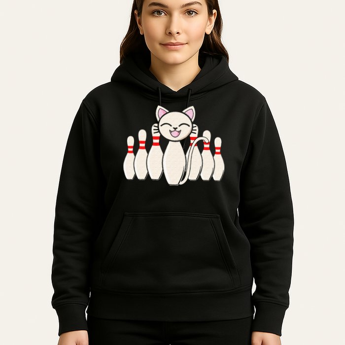 Funny Cat Lover Tee Bowling Pin Cat Bowler Bowling Player Hoodie