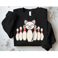 Funny Cat Lover Tee Bowling Pin Cat Bowler Bowling Player Sweatshirt