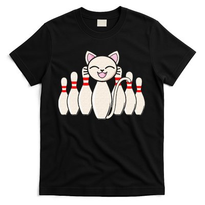 Funny Cat Lover Tee Bowling Pin Cat Bowler Bowling Player T-Shirt