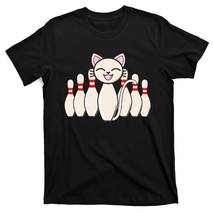 Funny Cat Lover Tee Bowling Pin Cat Bowler Bowling Player T-Shirt