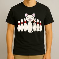 Funny Cat Lover Tee Bowling Pin Cat Bowler Bowling Player T-Shirt