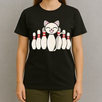 Funny Cat Lover Tee Bowling Pin Cat Bowler Bowling Player T-Shirt
