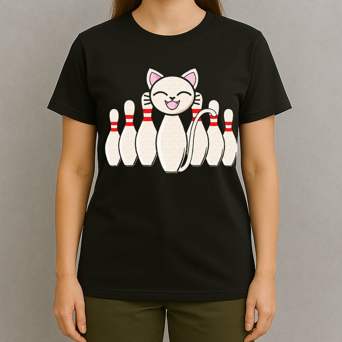 Funny Cat Lover Tee Bowling Pin Cat Bowler Bowling Player T-Shirt