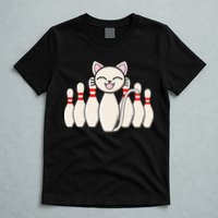 Funny Cat Lover Tee Bowling Pin Cat Bowler Bowling Player T-Shirt