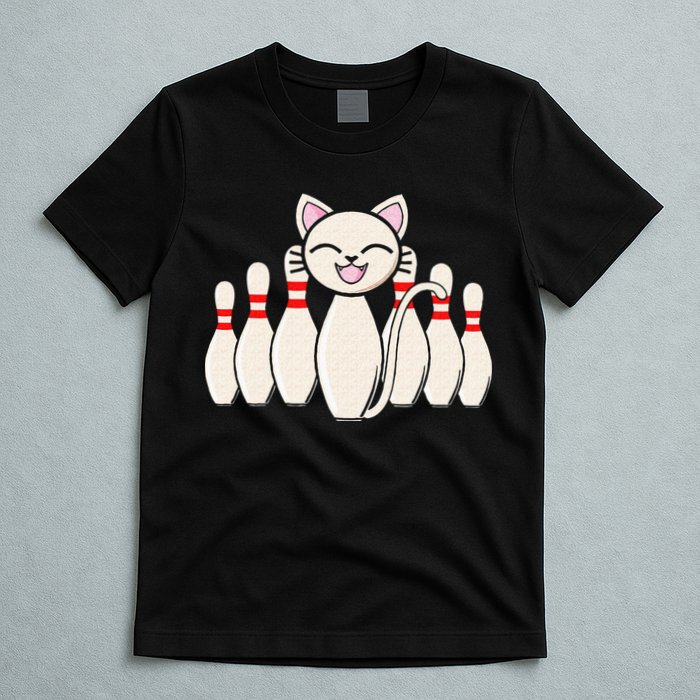 Funny Cat Lover Tee Bowling Pin Cat Bowler Bowling Player T-Shirt