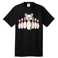 Funny Cat Lover Tee Bowling Pin Cat Bowler Bowling Player Tall T-Shirt