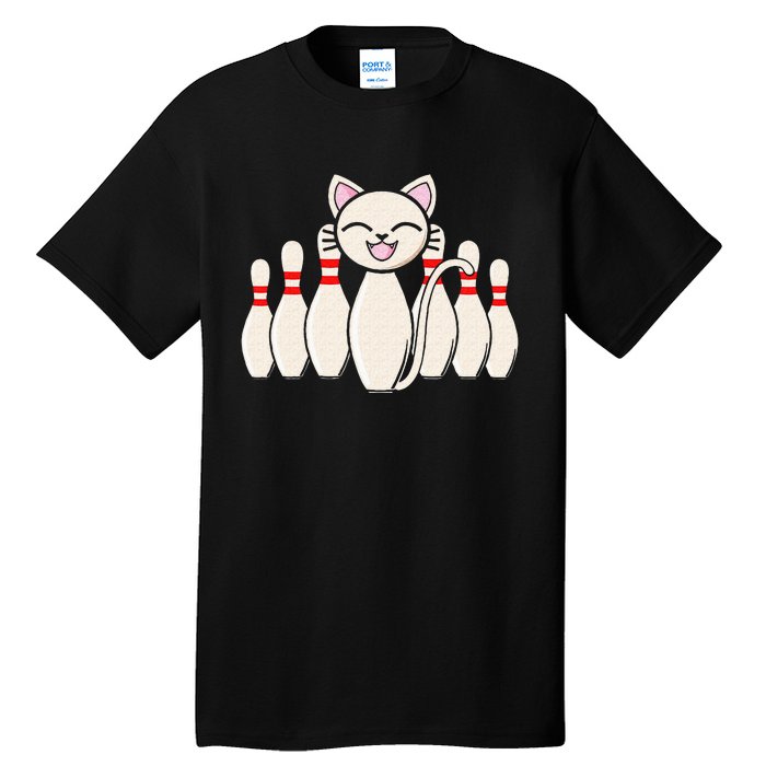 Funny Cat Lover Tee Bowling Pin Cat Bowler Bowling Player Tall T-Shirt