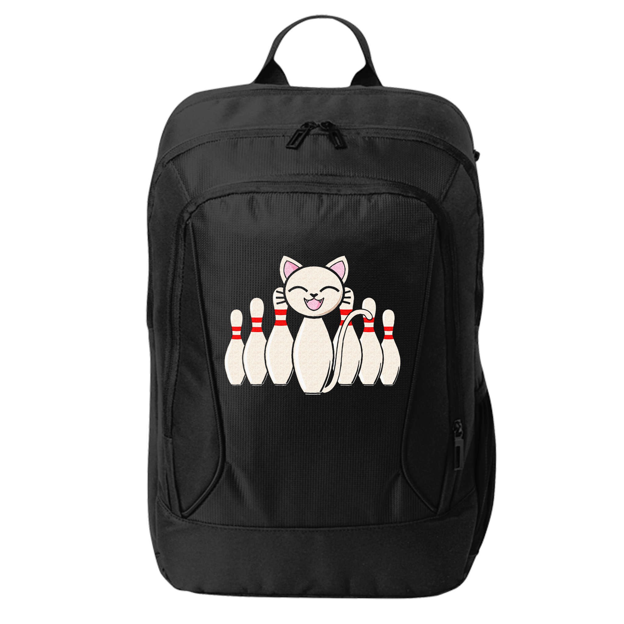 Funny Cat Lover Tee Bowling Pin Cat Bowler Bowling Player City Backpack
