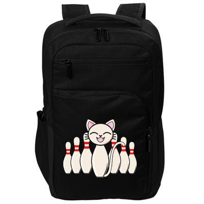 Funny Cat Lover Tee Bowling Pin Cat Bowler Bowling Player Impact Tech Backpack