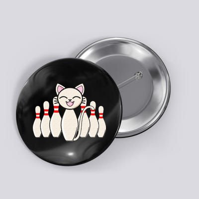 Funny Cat Lover Tee Bowling Pin Cat Bowler Bowling Player Button
