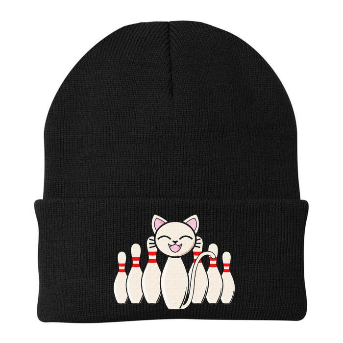 Funny Cat Lover Tee Bowling Pin Cat Bowler Bowling Player Beanie