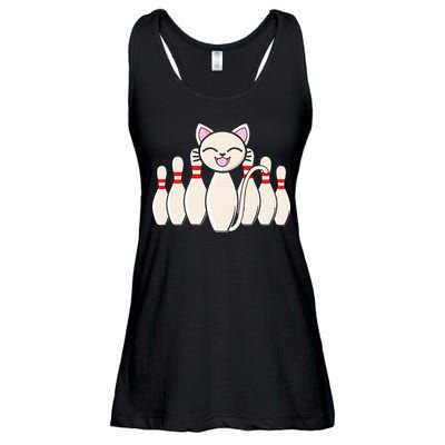 Funny Cat Lover Tee Bowling Pin Cat Bowler Bowling Player Ladies Essential Flowy Tank