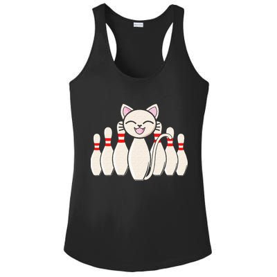 Funny Cat Lover Tee Bowling Pin Cat Bowler Bowling Player Ladies PosiCharge Competitor Racerback Tank