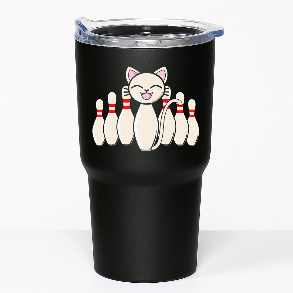 Funny Cat Lover Tee Bowling Pin Cat Bowler Bowling Player Tumbler