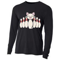 Funny Cat Lover Tee Bowling Pin Cat Bowler Bowling Player Cooling Performance Long Sleeve Crew