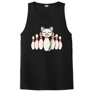 Funny Cat Lover Tee Bowling Pin Cat Bowler Bowling Player PosiCharge Competitor Tank