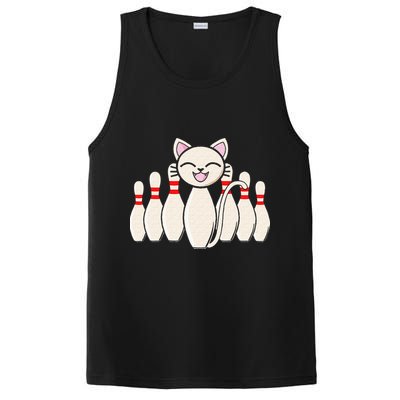 Funny Cat Lover Tee Bowling Pin Cat Bowler Bowling Player PosiCharge Competitor Tank