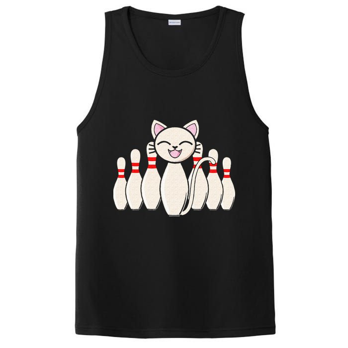 Funny Cat Lover Tee Bowling Pin Cat Bowler Bowling Player PosiCharge Competitor Tank
