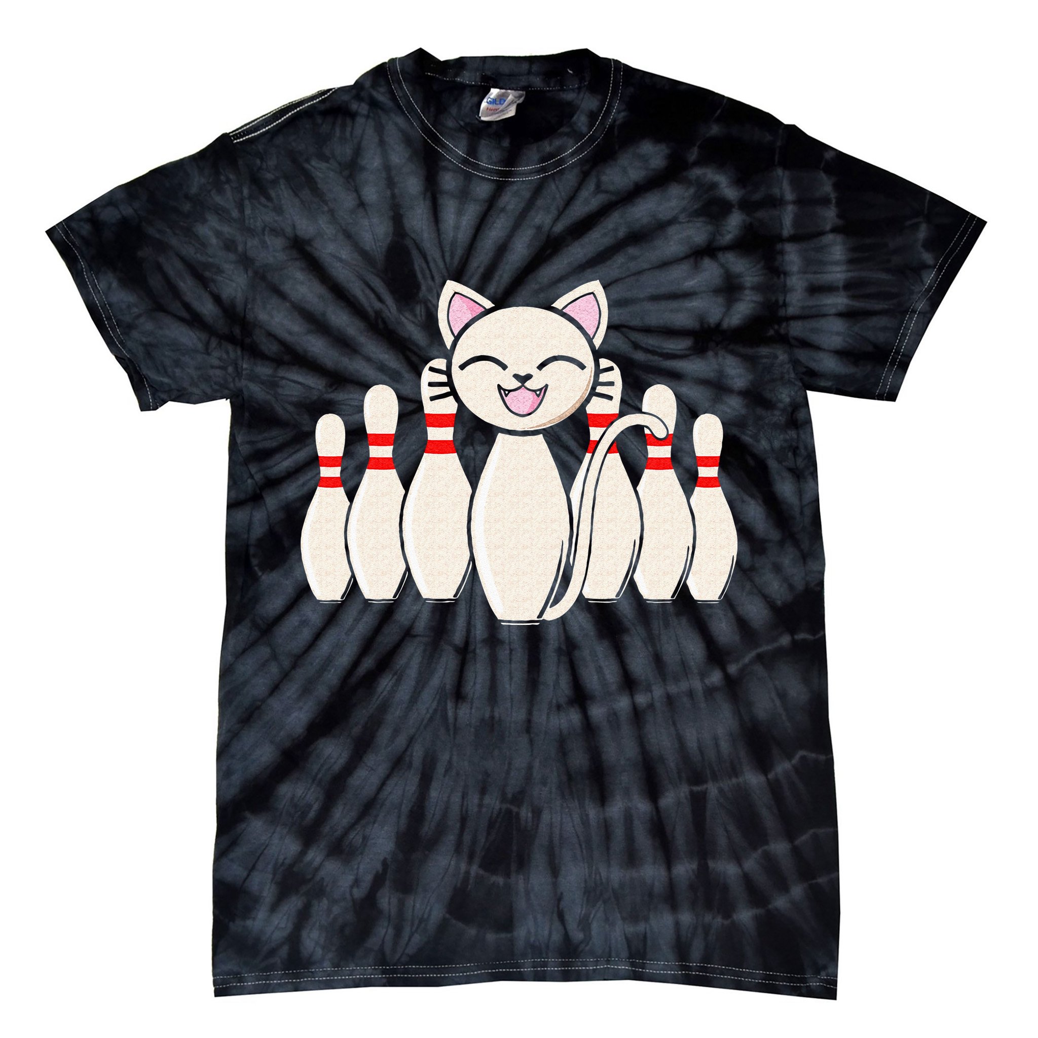 Funny Cat Lover Tee Bowling Pin Cat Bowler Bowling Player Tie-Dye T-Shirt