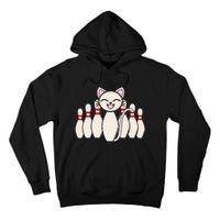 Funny Cat Lover Tee Bowling Pin Cat Bowler Bowling Player Tall Hoodie