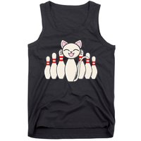 Funny Cat Lover Tee Bowling Pin Cat Bowler Bowling Player Tank Top