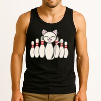 Funny Cat Lover Tee Bowling Pin Cat Bowler Bowling Player Tank Top