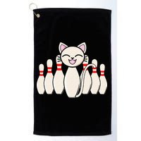 Funny Cat Lover Tee Bowling Pin Cat Bowler Bowling Player Golf Towel
