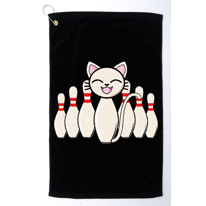 Funny Cat Lover Tee Bowling Pin Cat Bowler Bowling Player Golf Towel