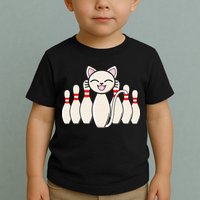 Funny Cat Lover Tee Bowling Pin Cat Bowler Bowling Player Toddler T-Shirt