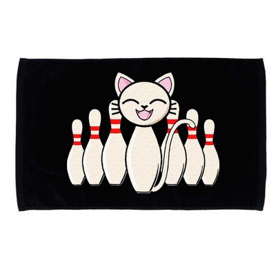 Funny Cat Lover Tee Bowling Pin Cat Bowler Bowling Player Microfiber Hand Towel