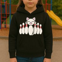 Funny Cat Lover Tee Bowling Pin Cat Bowler Bowling Player Kids Hoodie