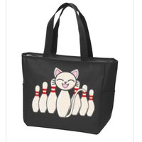 Funny Cat Lover Tee Bowling Pin Cat Bowler Bowling Player Zip Tote Bag