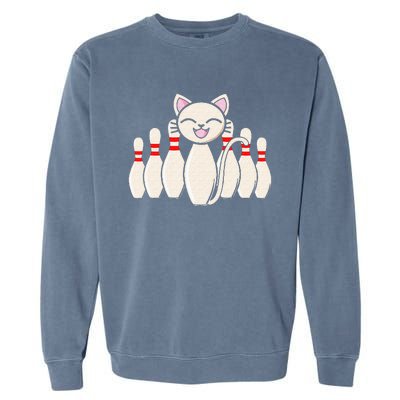 Funny Cat Lover Tee Bowling Pin Cat Bowler Bowling Player Garment-Dyed Sweatshirt