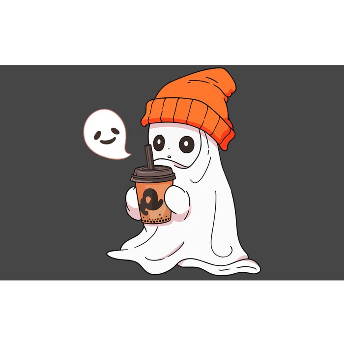 Funny Cute Little Ghost Halloween Spooky Season Drinking Coffee Gift Bumper Sticker