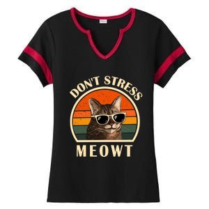 Funny Cat Loves Cats Don't Stress Meowt Gift Ladies Halftime Notch Neck Tee