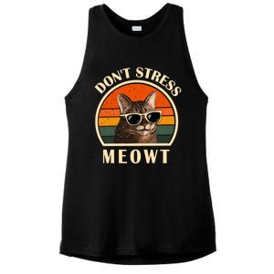 Funny Cat Loves Cats Don't Stress Meowt Gift Ladies PosiCharge Tri-Blend Wicking Tank