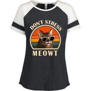 Funny Cat Loves Cats Don't Stress Meowt Gift Enza Ladies Jersey Colorblock Tee