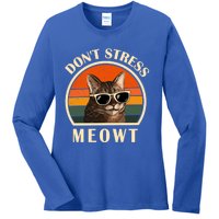 Funny Cat Loves Cats Don't Stress Meowt Gift Ladies Long Sleeve Shirt