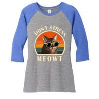 Funny Cat Loves Cats Don't Stress Meowt Gift Women's Tri-Blend 3/4-Sleeve Raglan Shirt