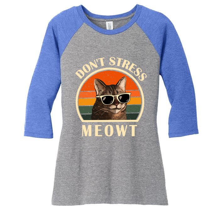 Funny Cat Loves Cats Don't Stress Meowt Gift Women's Tri-Blend 3/4-Sleeve Raglan Shirt